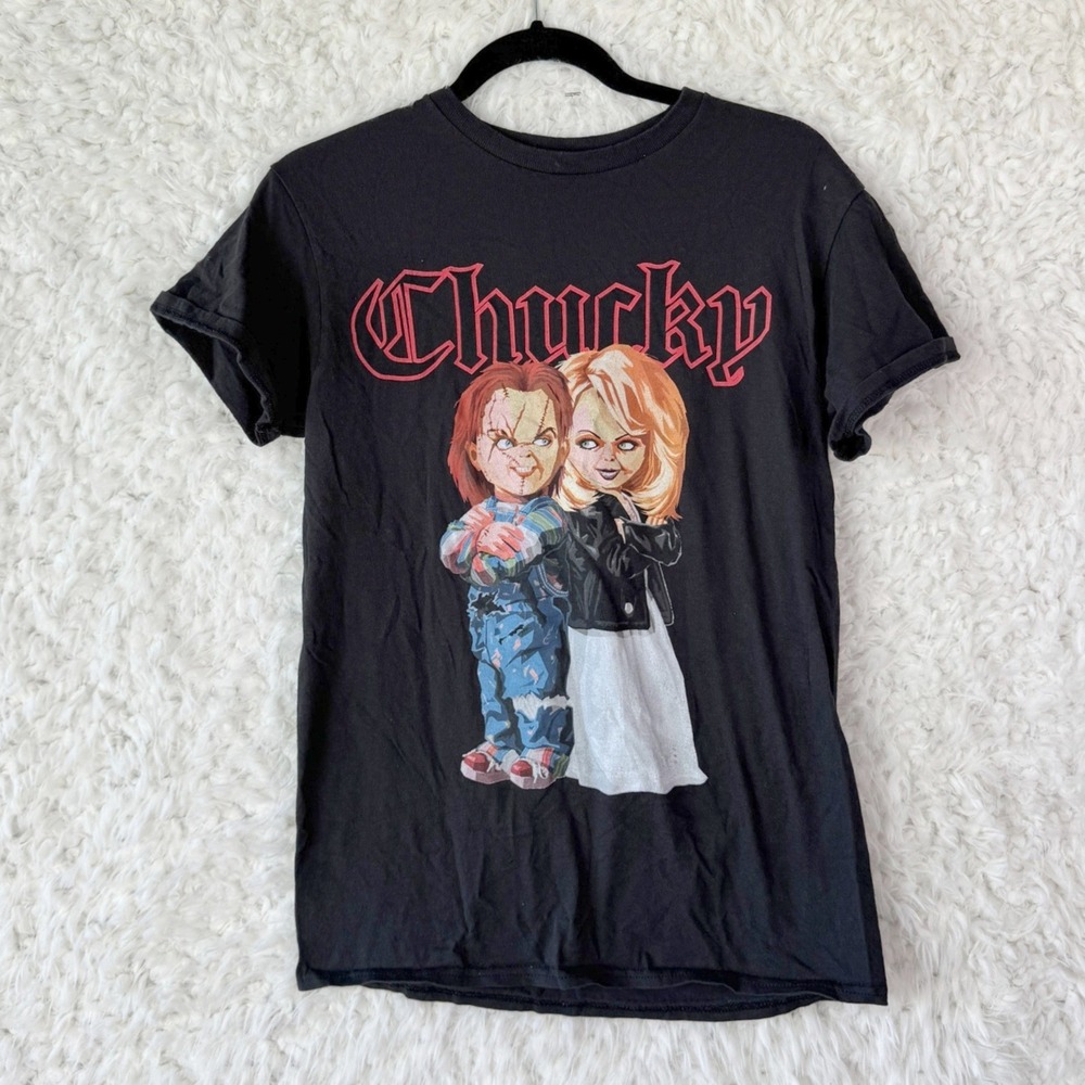Chucky‎ and Tiffany Doll Black Graphic T Shirt Horror Movie Merch Size Small